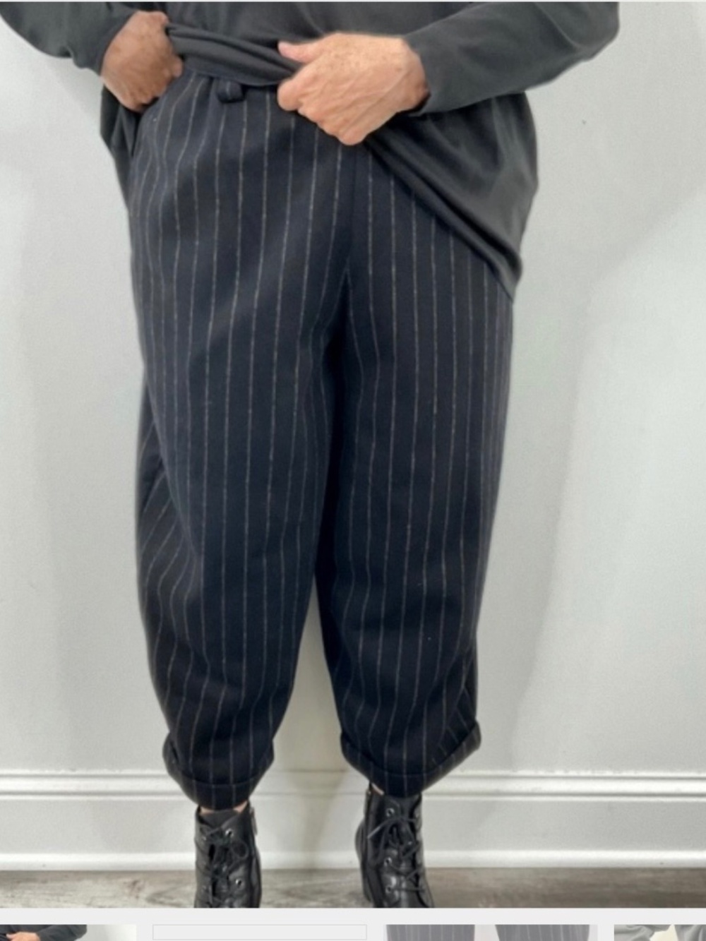 Moyuru  Grey Wool PInstripe Pants NWT